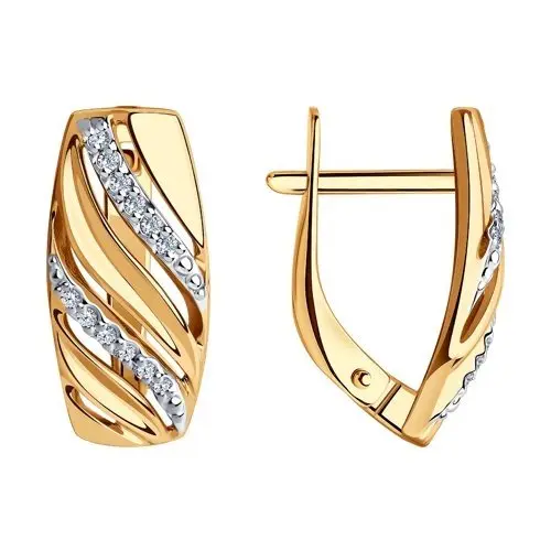 Серьги с английским замком из красного золота