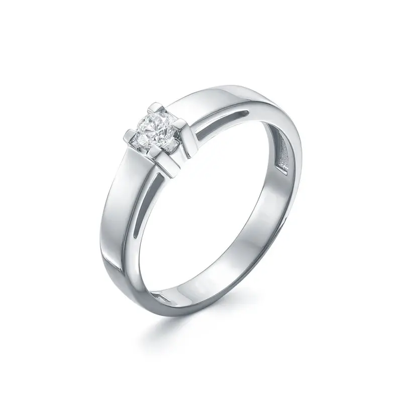 Кольцо помолвочное из белого золота