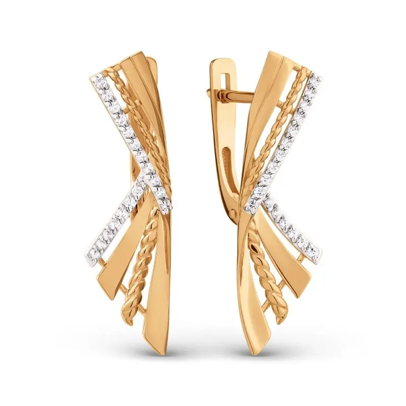 Серьги с английским замком из красного золота