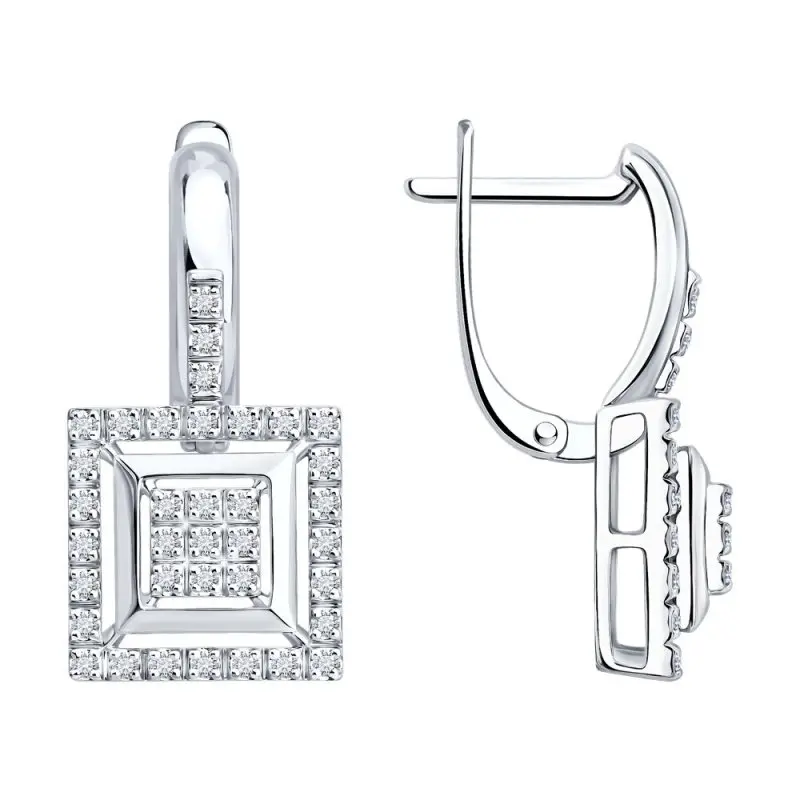 Серьги с английским замком из белого золота