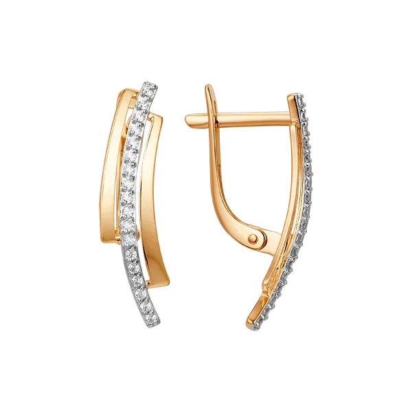 Серьги с английским замком из красного золота