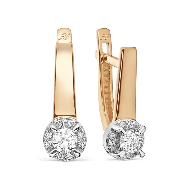 Серьги с английским замком из комбинированного золота