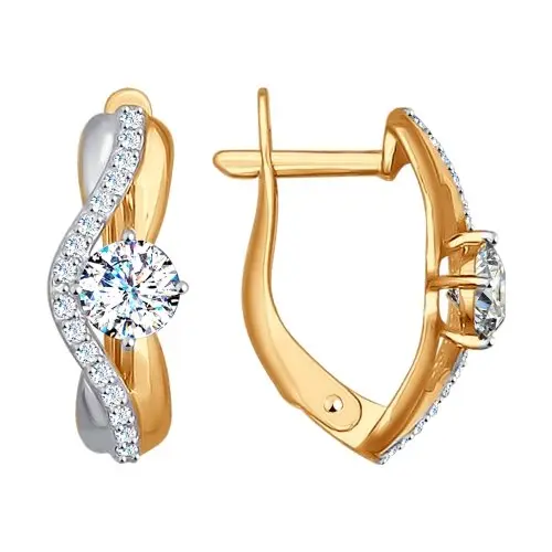 Серьги с английским замком из комбинированного золота