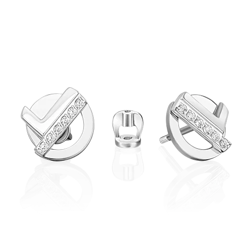 Серьги пуссеты из белого золота