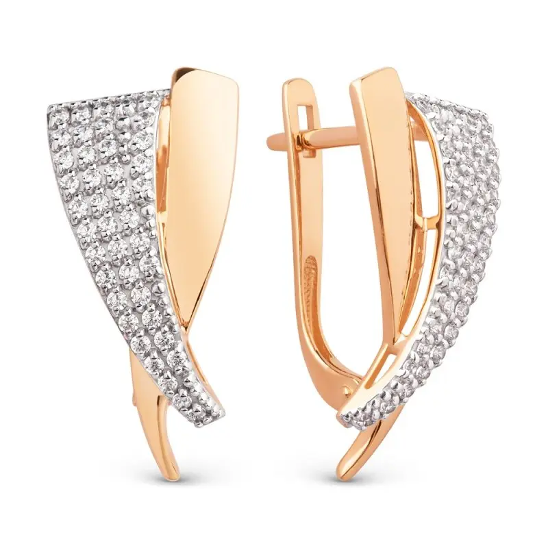 Серьги с английским замком из красного золота