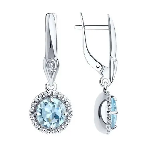Серьги подвесные из серебра