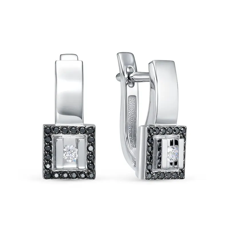 Серьги с английским замком из белого золота