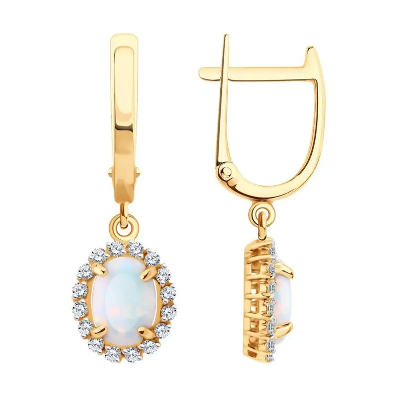 Серьги подвесные из красного золота