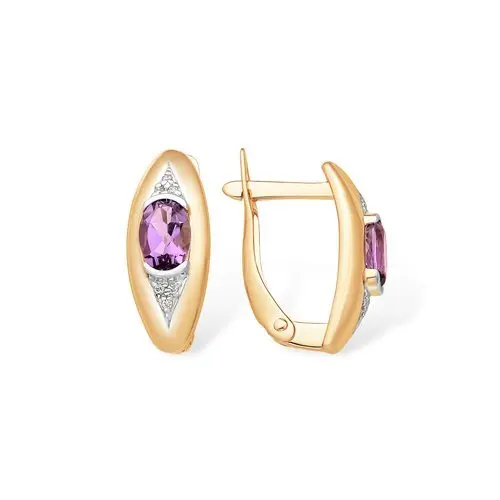 Серьги с английским замком из красного золота