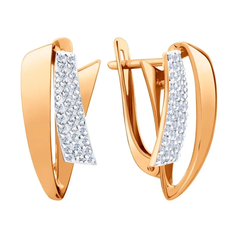 Серьги с английским замком из красного золота