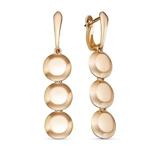 Серьги подвесные из красного золота