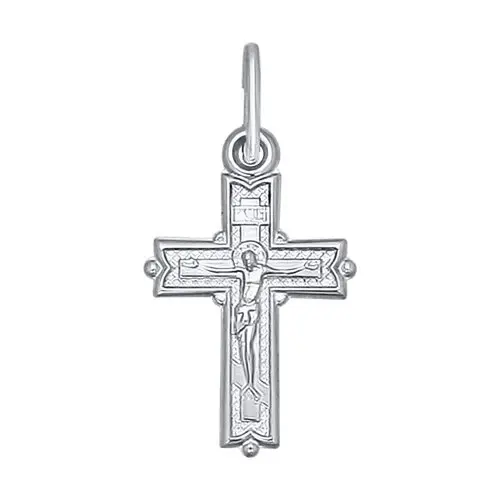 Подвеска крест из белого золота