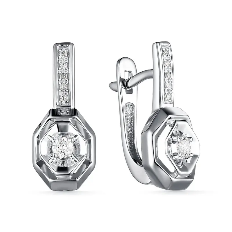 Серьги с английским замком из белого золота