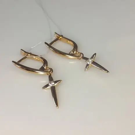 Серьги подвесные из красного золота
