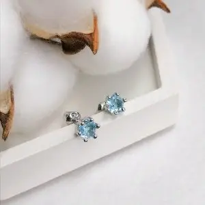 Серьги пуссеты из серебра вид 1