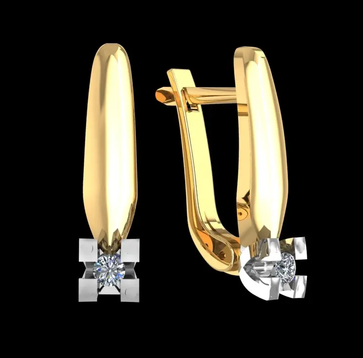 Серьги с английским замком из комбинированного золота