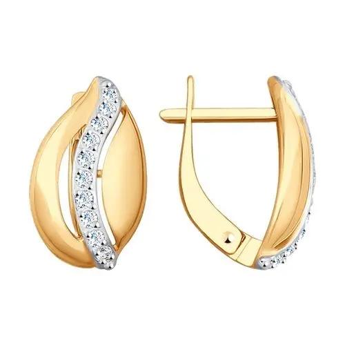 Серьги с английским замком из комбинированного золота