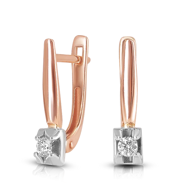 Серьги с английским замком из комбинированного золота