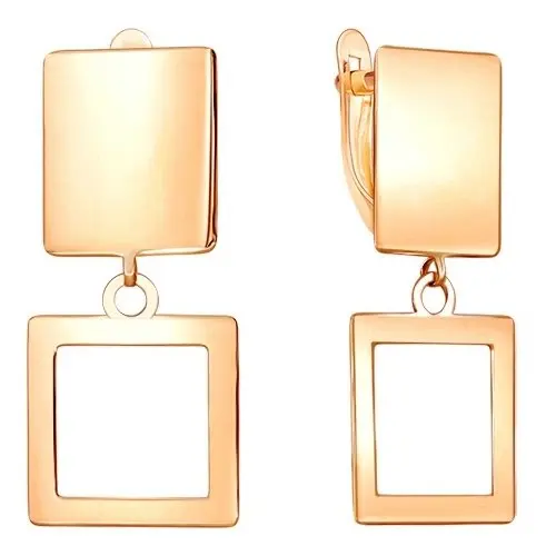 Серьги подвесные из красного золота