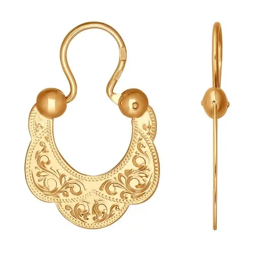 Серьги петельки из красного золота