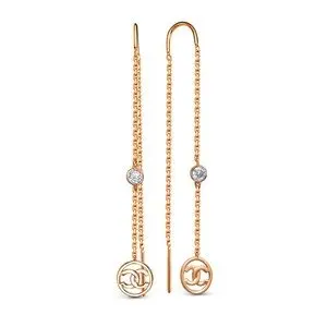 Серьги цепочки из красного золота