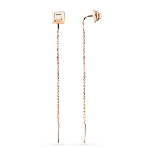 Серьги цепочки из красного золота