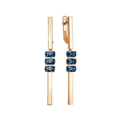 Серьги подвесные из красного золота