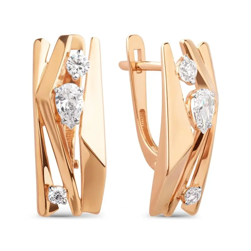 Серьги с английским замком из красного золота