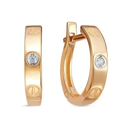 Серьги с английским замком из красного золота