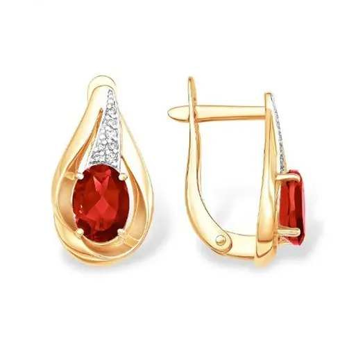 Серьги с английским замком из комбинированного золота