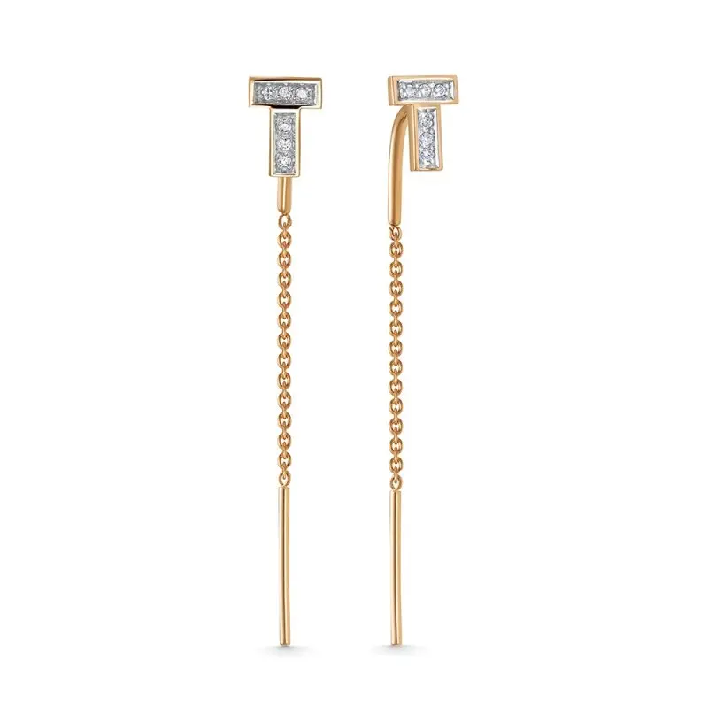 Серьги цепочки из красного золота