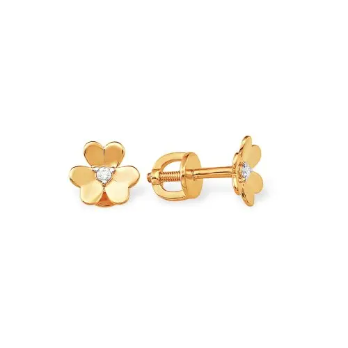 Серьги пуссеты из красного золота