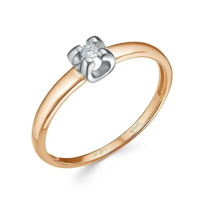 Кольцо помолвочное из комбинированного золота