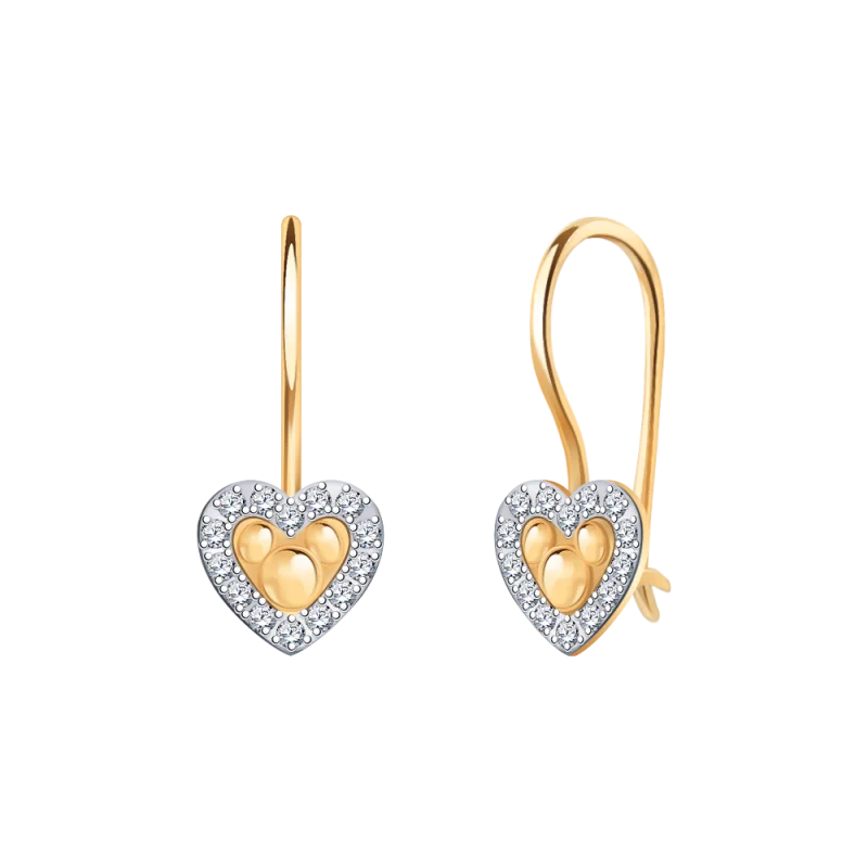 Серьги детские из красного золота