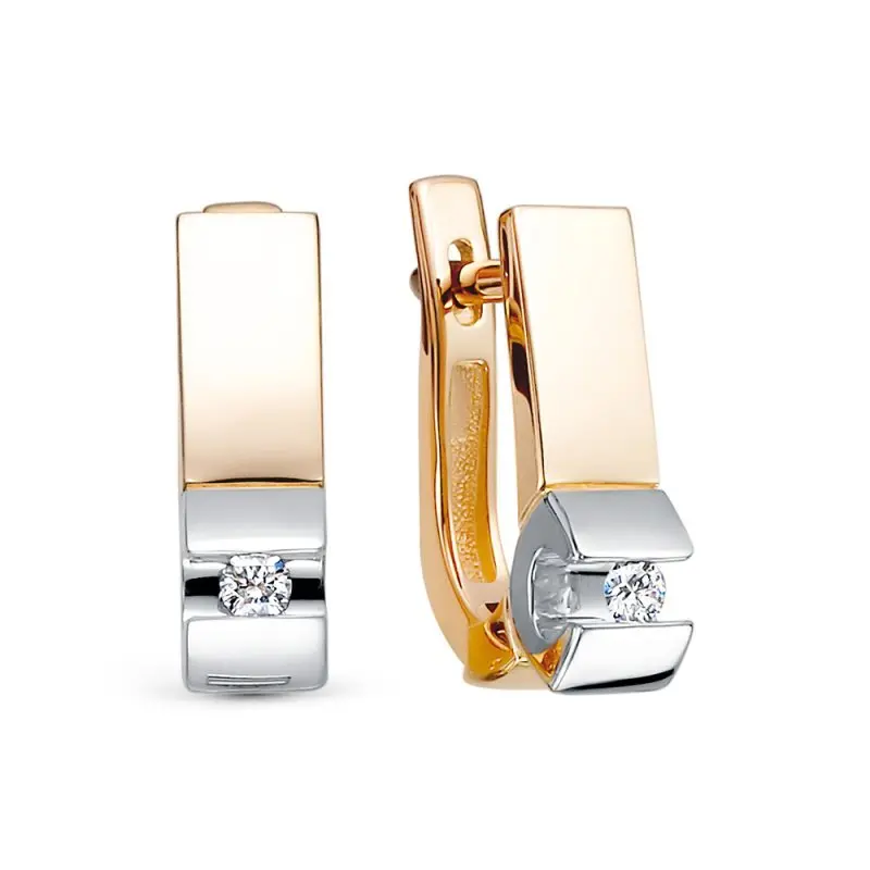 Серьги с английским замком из комбинированного золота