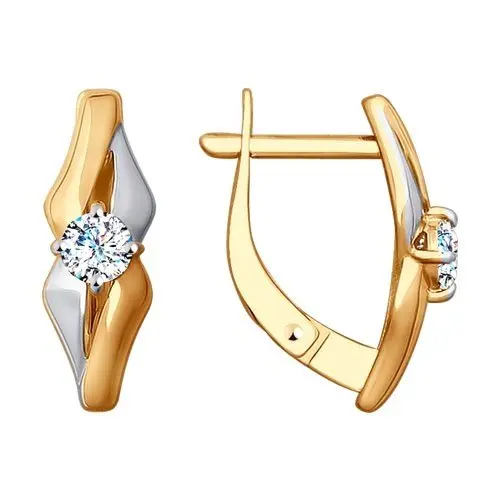 Серьги с английским замком из комбинированного золота