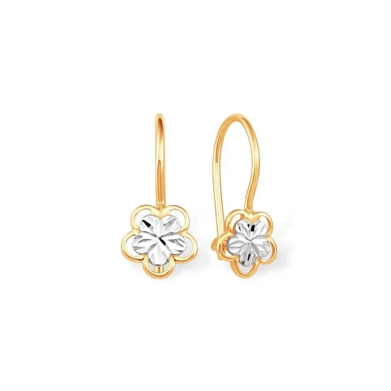 Серьги детские из комбинированного золота