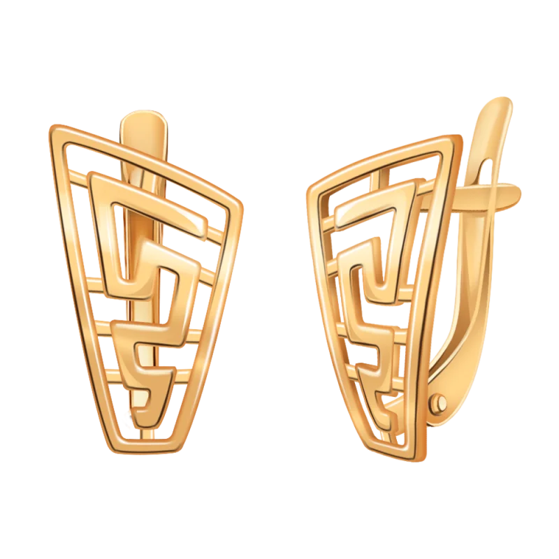 Серьги с английским замком из красного золота