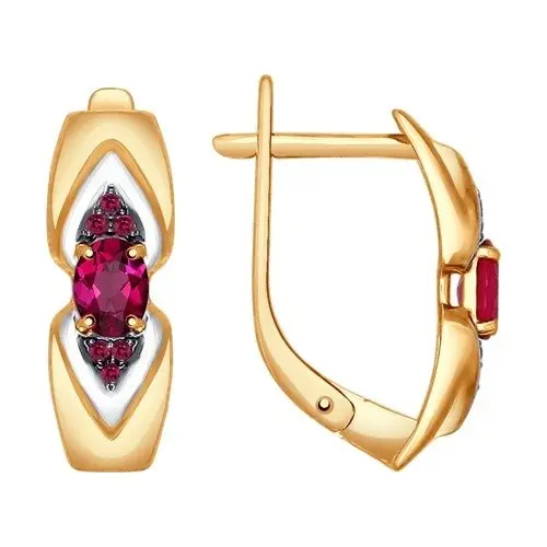 Серьги с английским замком из комбинированного золота