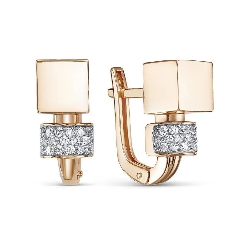 Серьги с английским замком из красного золота