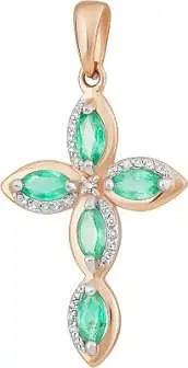 Подвеска декоративный крест из комбинированного золота