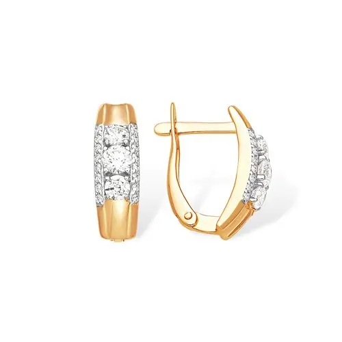 Серьги с английским замком из красного золота