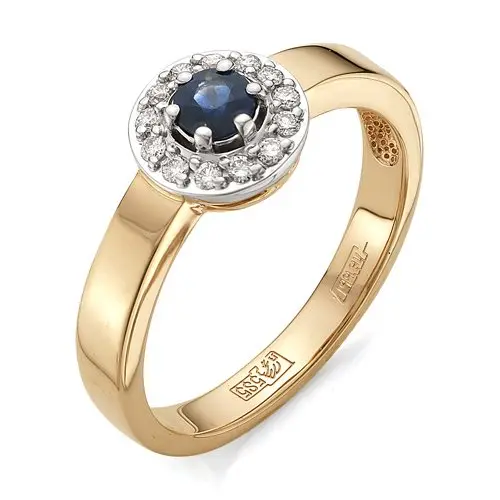 Кольцо декоративное из комбинированного золота с сапфирами
