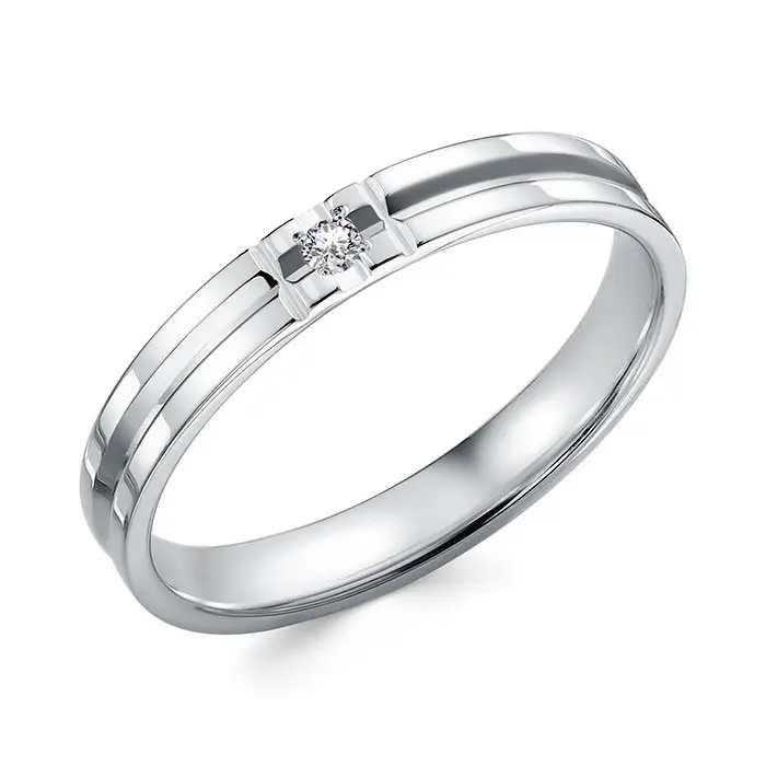 Кольцо обручальное из белого золота