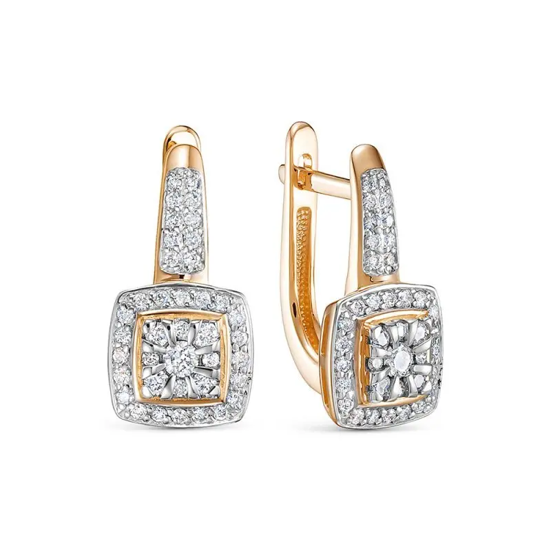 Серьги с английским замком из комбинированного золота