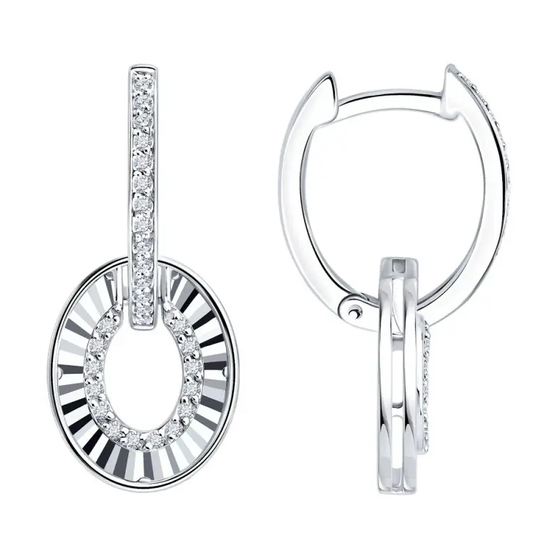 Серьги конго из белого золота