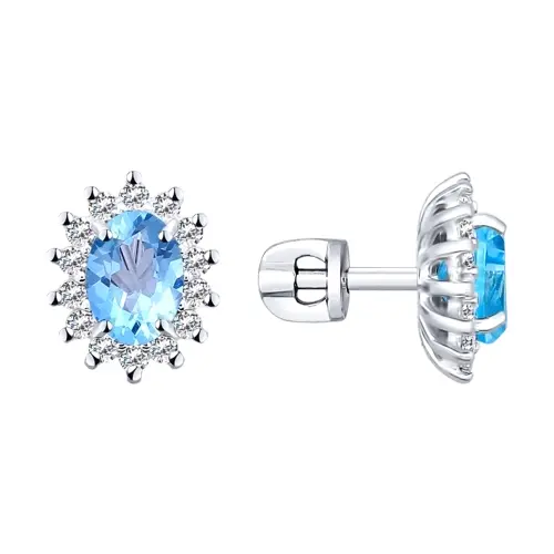Серьги пуссеты из серебра