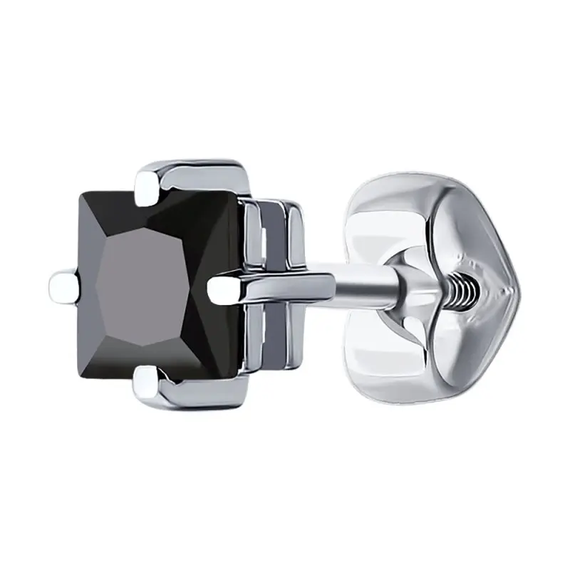 Серьги одиночные из белого золота