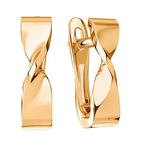 Серьги с английским замком из красного золота