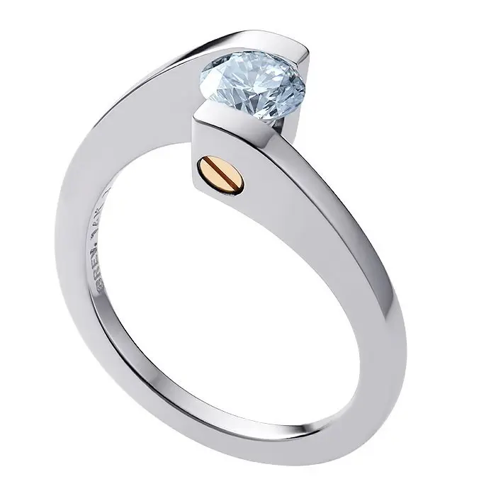 Кольцо помолвочное из белого золота